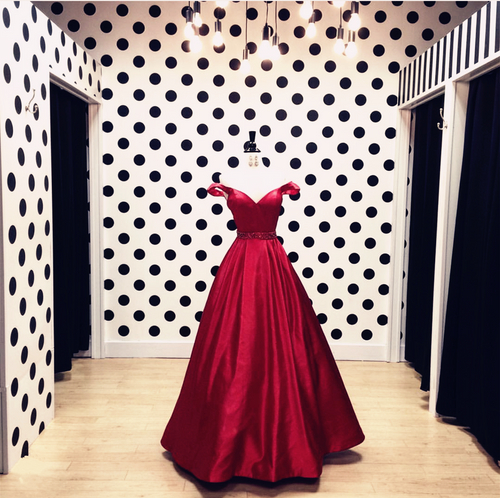 Burgundy Ball Gowns Prom Dress Floor Length Satin Evening Gowns-alinanova