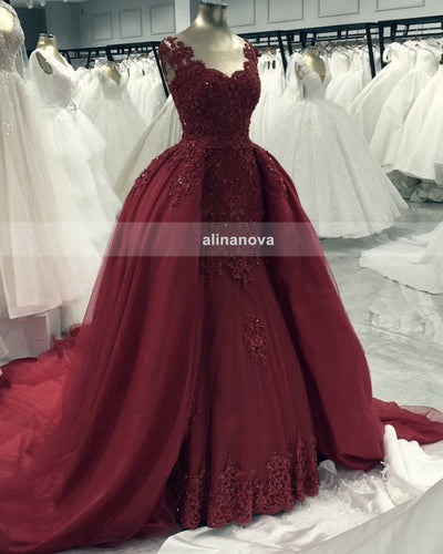 Burgundy Mermaid Evening Dress