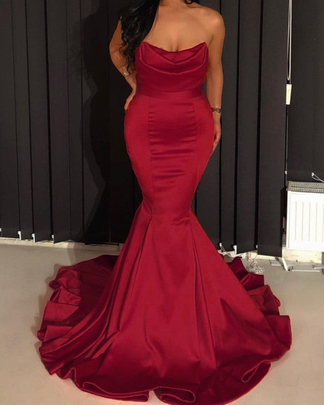 Burnt Orange Bridesmaid Dresses Mermaid Strapless  alinanova