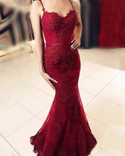Load image into Gallery viewer, Burgundy Lace Mermaid Prom Dresses 2020
