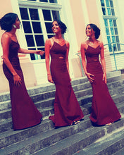 Load image into Gallery viewer, Burgundy Mermaid Bridesmaid Dresses
