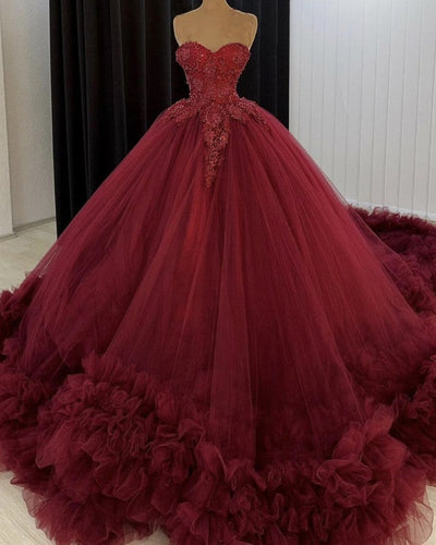 Burgundy Wedding Dresses Ball Gown