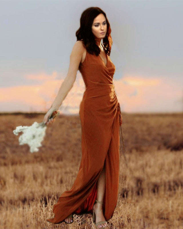 orange bridesmaids dresses Burnt Bridesmaid Sheath Column Maxi Dress Amazon Black a leg slit vintage skirt Color:Faded Black Denim