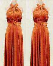 Load image into Gallery viewer, Burnt Orange Velvet Bridesmaid Dresses Multiway

