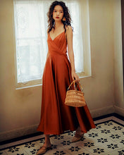 Load image into Gallery viewer, Midi Bridesmaid Dresses Satin V Neck Open Back-alinanova
