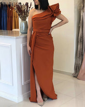 Load image into Gallery viewer, Mermaid Burnt Orange Bridesmaid Dresses One Shoulder-alinanova
