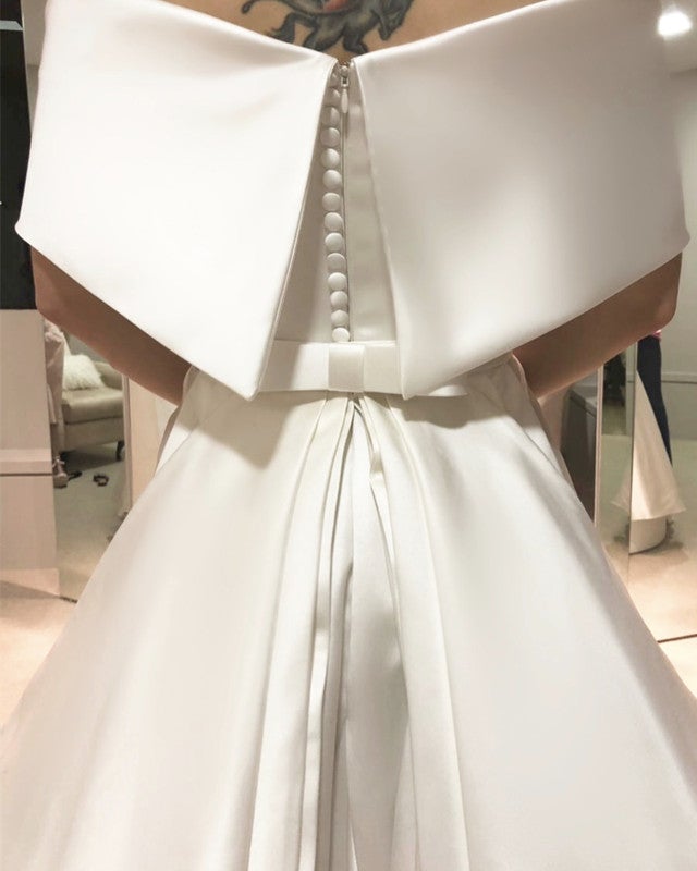 Bustle Wedding Dress Satin Off The Shoulder