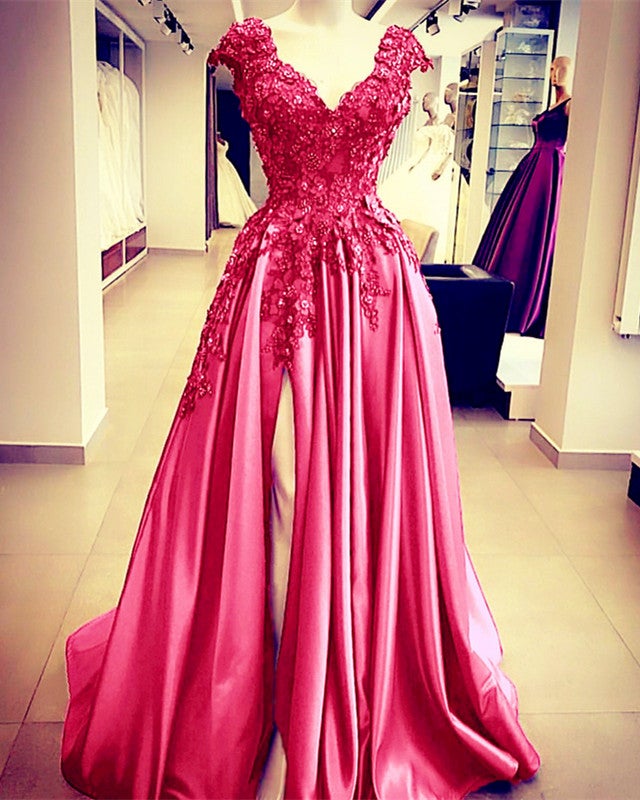 strapless open back dress Cap Sleeve Deep V-neck Sexy Wedding Dress With Appliques PG902 – Pgmdress main image 1