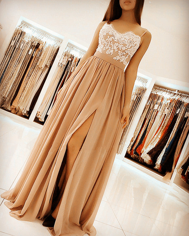 white christmas dresses Elegant Lace Sweetheart Bridesmaid Dresses Chiffon Split