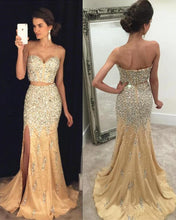 Load image into Gallery viewer, Champagne Mermaid Dress Two Piece
