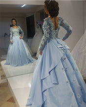 Load image into Gallery viewer, Chic Floral Lace V Neck Long Sleeves Formal Evening Gowns
