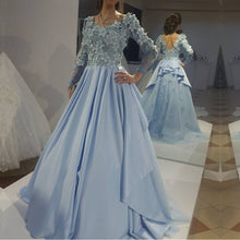 Load image into Gallery viewer, Chic Floral Lace V Neck Long Sleeves Formal Evening Gowns-alinanova
