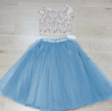 Load image into Gallery viewer, Chic Lace Crop Tea Length Prom Dresses Two Piece
