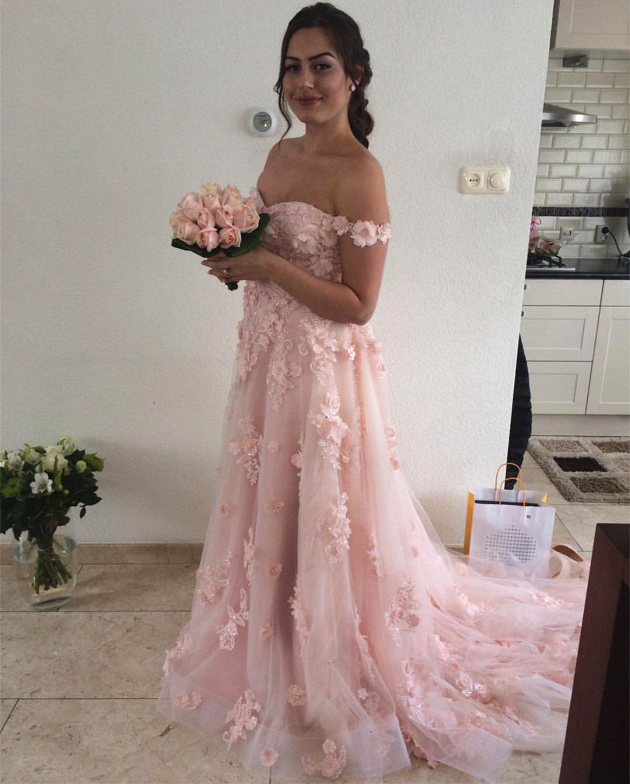 Tulle Elegant Prom Dresses 2018 Elegant White Prom Dresses, Tulle Long Formal Dress, Prom Dress 2018, Tulle Elegant Prom Dresses 2018 Elegant White Prom Dresses, Tulle Long Formal Dress, Prom Dress 2018,