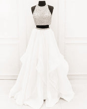 Load image into Gallery viewer, White-Prom-Dresses-Floor-Length-2019-Ballgowns-Dress-Two-Piece
