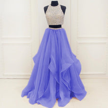 Load image into Gallery viewer, Chic Organza Ruffles Two Piece Prom Dresses With Sequins And Beads
