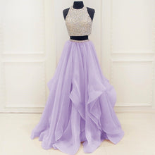 Load image into Gallery viewer, Chic Organza Ruffles Two Piece Prom Dresses With Sequins And Beads
