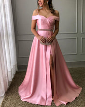 Load image into Gallery viewer, Pink Prom Dresses Cold Shoulder
