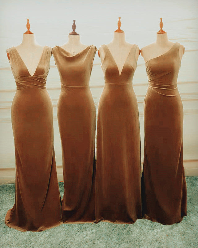 Copper Velvet Mixed Bridesmaid Dresses Copper Velvet Mixed Bridesmaid Dresses
