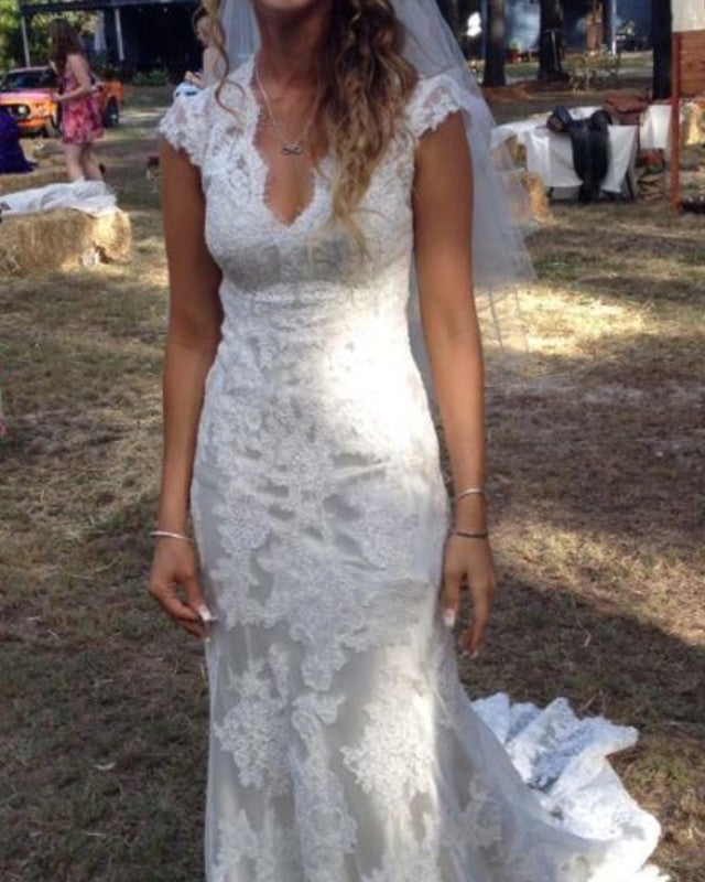 Lace Mermaid Wedding Dress For Rustic Bride – alinanova