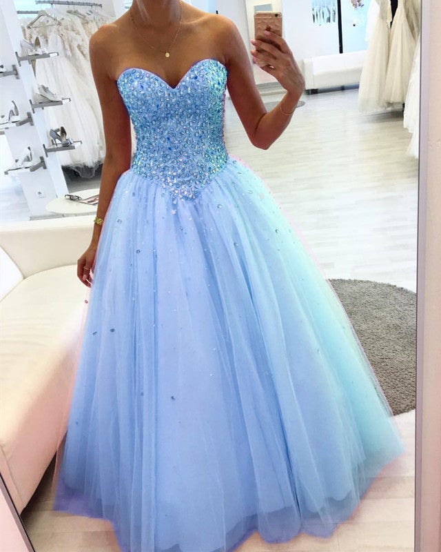 Crystal Beaded Quinceanera Dresses Sweetheart Tulle Ball Gown Crystal Beaded Quinceanera Dresses Sweetheart Tulle Ball Gown