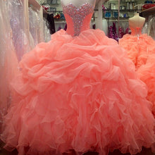 Load image into Gallery viewer, Organza Ball Gown Prom Dresses Coral
