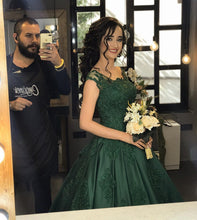 Load image into Gallery viewer, dark green quinceanera dresses
