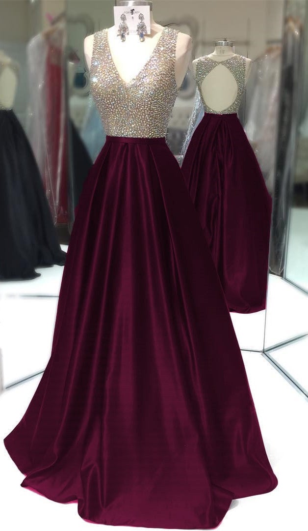 open lace back dress J&J Fashion USA 3027 Illusion Keyhole Back Long Prom Dress with Appliques Silver Wine / 4 main image 0