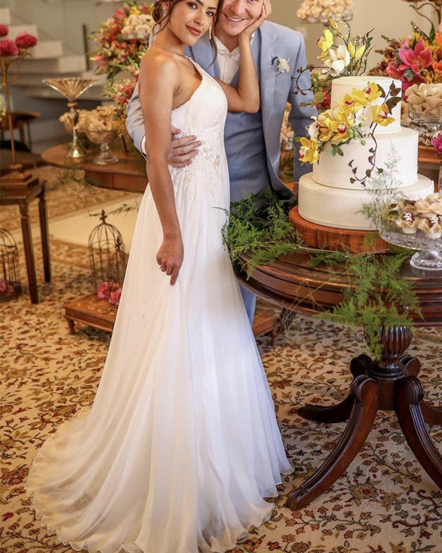 Destination Wedding Dress Chiffon One Shoulder Appliques Destination Wedding Dress Chiffon One Shoulder Appliques