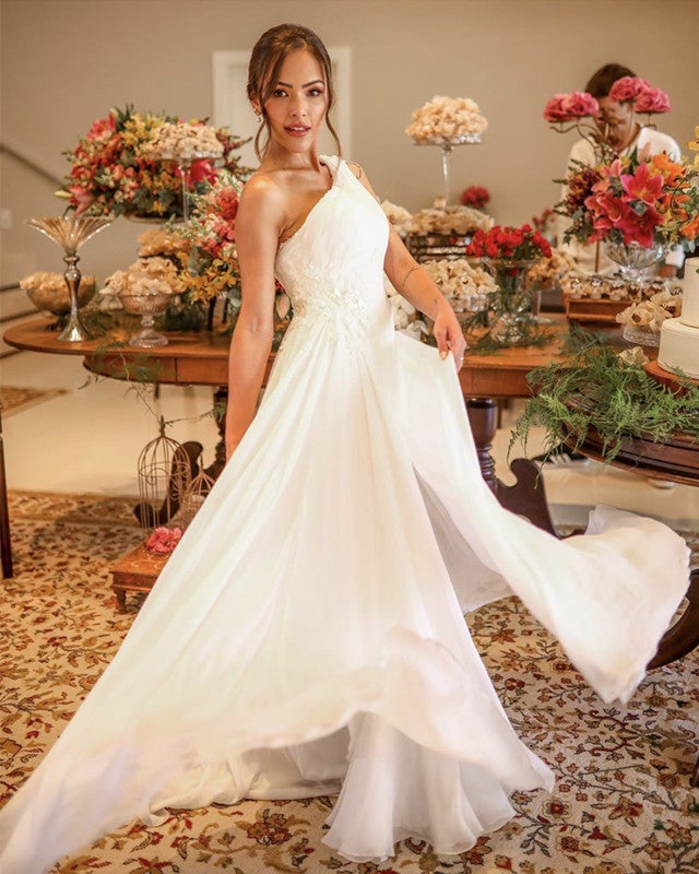 Destination Wedding Dress One Shoulder