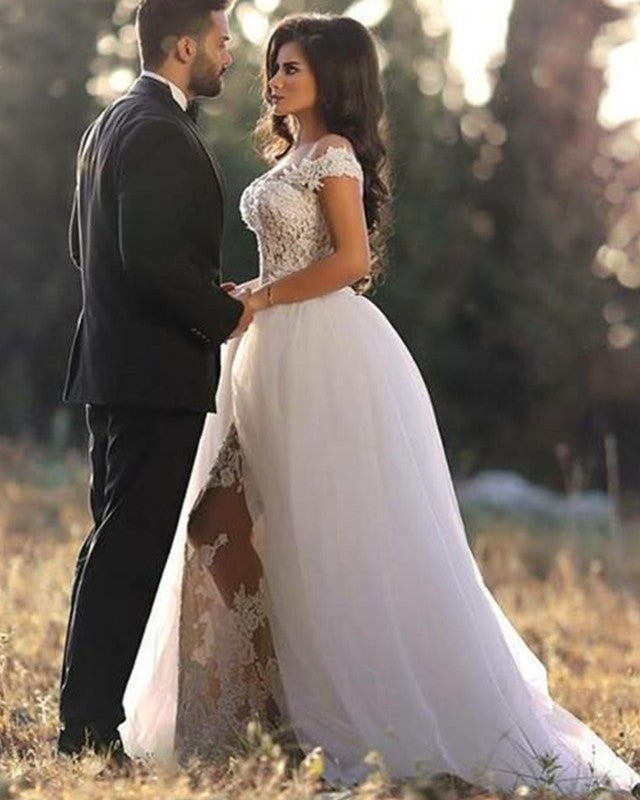 Detachable Skirt Lace Mermaid Wedding Dresses Off Shoulder Detachable Skirt Lace Mermaid Wedding Dresses Off Shoulder