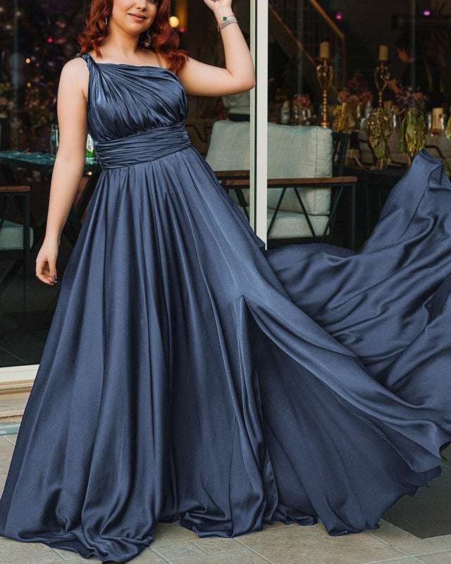 Plus Size Bridesmaid Dresses One Shoulder Split