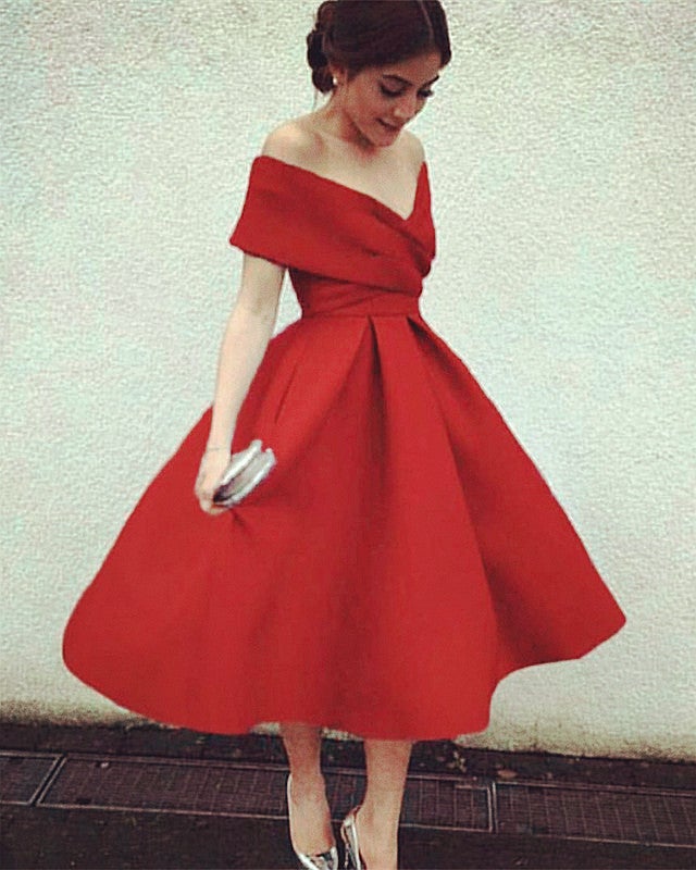 Vintage Bridesmaid Dresses Tea Length Satin Ball Gown For Bridal Party alinanova Vintage Bridesmaid Dresses Tea Length Satin Ball Gown For Bridal Party alinanova