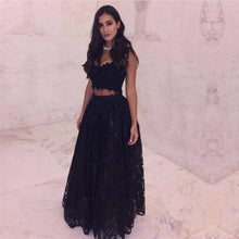 Load image into Gallery viewer, Elegant Black Two Piece Prom Dress Lace Ball Gown
