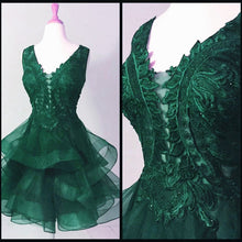 Load image into Gallery viewer, Elegant Lace Appliques Organza Ruffles Homecoming Dresses Short
