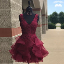 Load image into Gallery viewer, Elegant Lace Appliques Organza Ruffles Homecoming Dresses Short-alinanova
