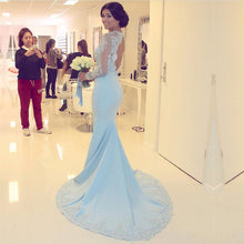 Load image into Gallery viewer, Elegant Lace Long Sleeves Open Back Mermaid Evening Dresses-alinanova
