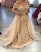 Load image into Gallery viewer, Elegant Lace Mermaid Prom Dresses Off Shoulder Evening Gowns
