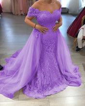 Load image into Gallery viewer, Elegant Lace Mermaid Prom Dresses Off Shoulder Evening Gowns
