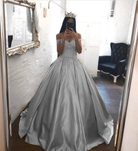 Load image into Gallery viewer, Elegant Lace Off The Shoulder Ball Gowns Satin Wedding Dresses-alinanova
