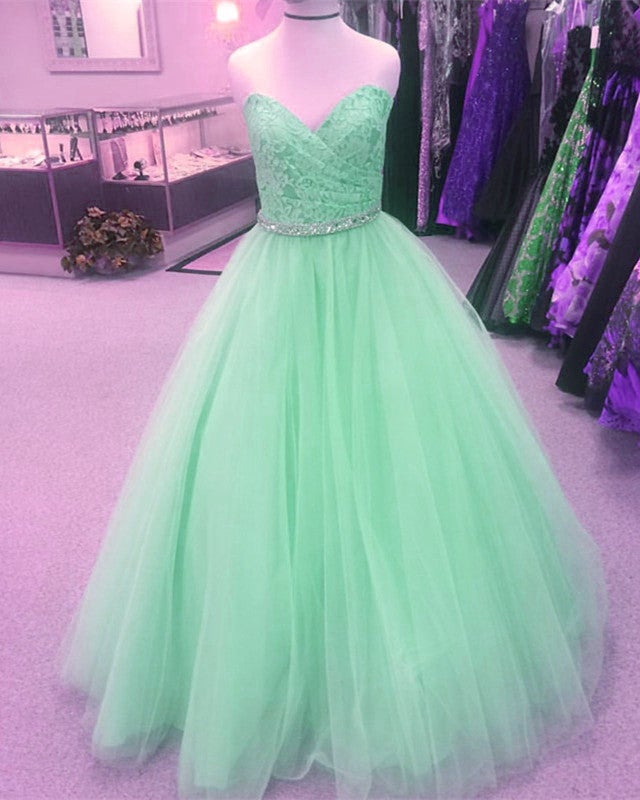 mint green 15 dresses puffy Elegant Lace Sweetheart Beaded Sashes Tulle Ball Gowns Quinceanera Dresses