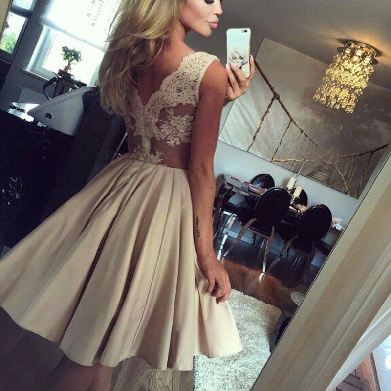 fuchsia homecoming dress Open Back Prom Dress,Stylish A-Line Cap Sleeves Short Homecoming Dress –  Simidress