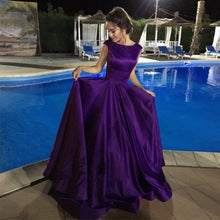 Load image into Gallery viewer, Elegant Long Satin Open Back Ball Gowns Prom Dresses
