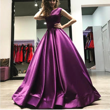 Load image into Gallery viewer, Elegant Long Satin Open Back Ball Gowns Prom Dresses-alinanova
