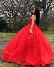 Load image into Gallery viewer, Red Sleeveless Organza Wedding Ball Gown Dress
