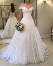 Load image into Gallery viewer, White Tulle Wedding Dresses Off Shoulder
