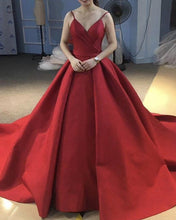 Load image into Gallery viewer, Elegant Satin V-neck Bodice Corset Ball Gowns Prom Dresses
