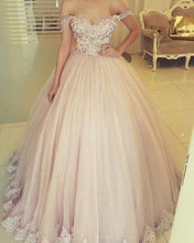 Load image into Gallery viewer, Tulle Prom Dresses Pink Ball Gowns 2022

