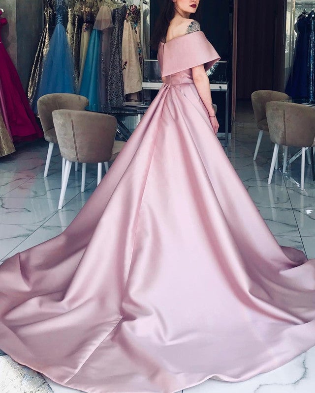 Sexy Long Prom Dresses Satin Off Shoulder  alinanova