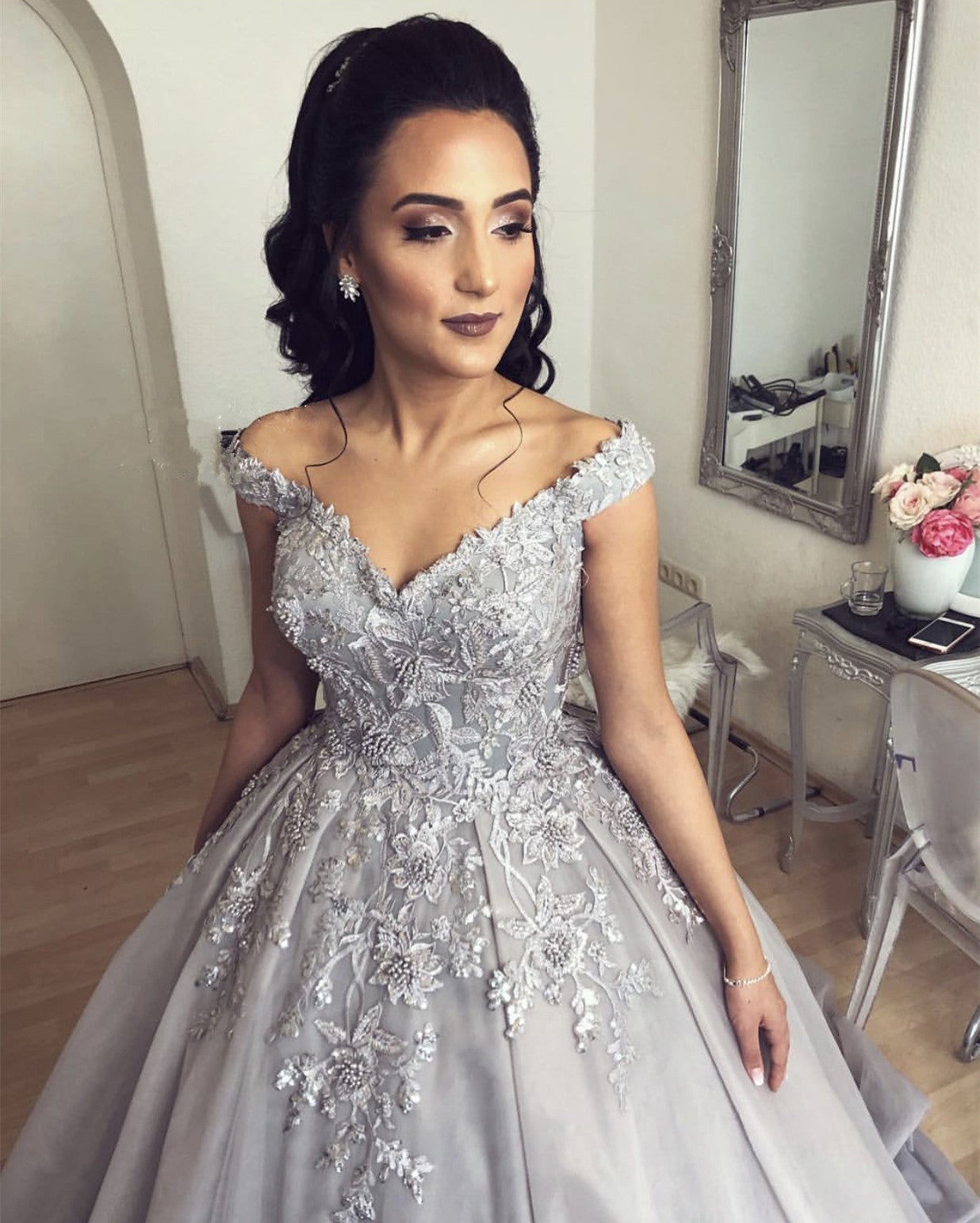 Real Brides and their Cinderella Moments | Engagement dress for bride, Prom  dresses ball gown, Beaded prom dress